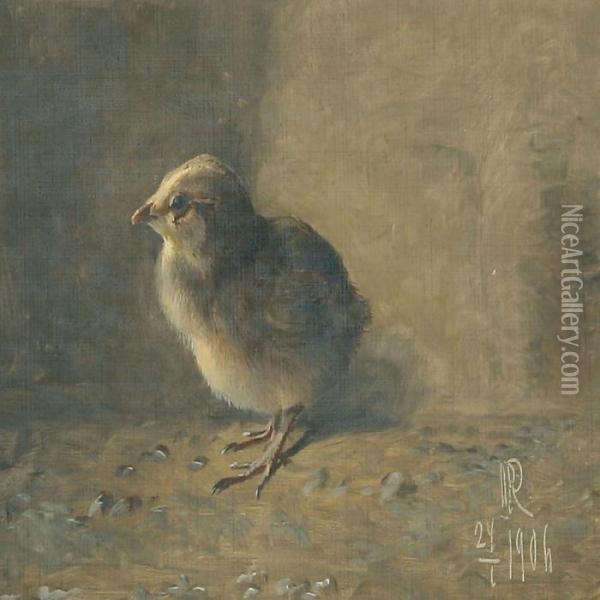 A Chicken Oil Painting - Niels Peter Rasmussen
