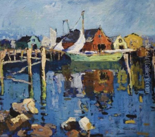 Boats At Dock Oil Painting - Thomas Hunt