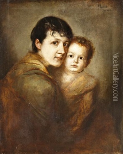 Anya Gyermekevel Oil Painting - Franz Seraph von Lenbach