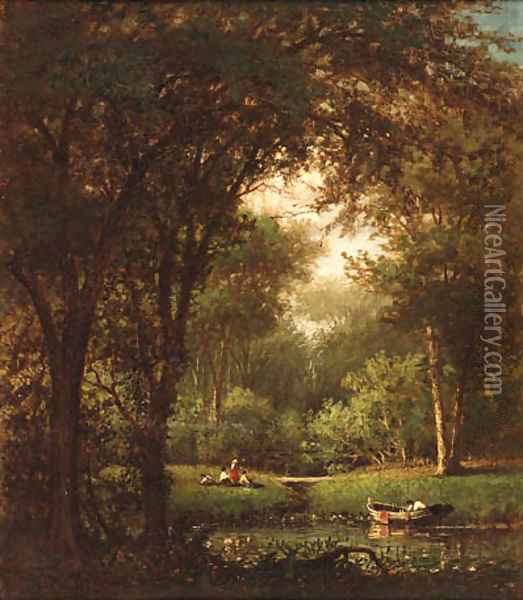 Picnic Under the Trees Oil Painting - Thomas Worthington Whittredge