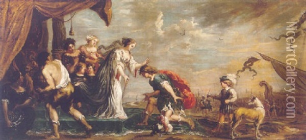 Aeneas Kneeling Before Dido Oil Painting - Jan Cossiers