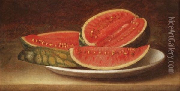 Slices Of Watermelon Oil Painting - Constantin Daniel Stahi