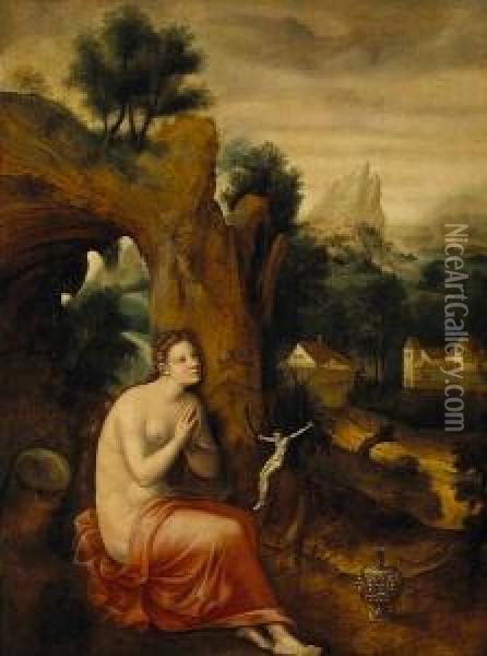 A Landscape With The Penitent Mary Magdalene In Prayer Oil Painting - Herri met de Bles