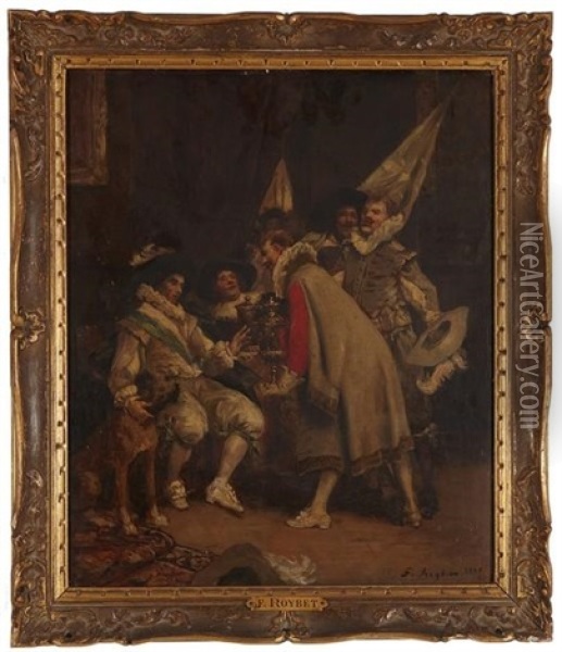 Present A La Compagnie De Mousquetaires Oil Painting - Ferdinand Victor Leon Roybet