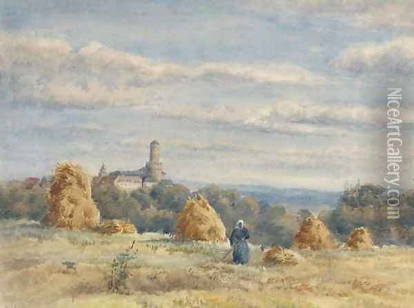 Harvest day on the Continent Oil Painting - English School