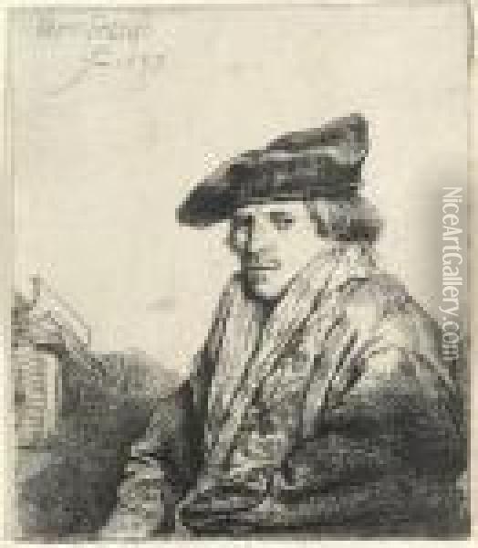 A Young Man In A Velvet Cap Oil Painting - Rembrandt Van Rijn