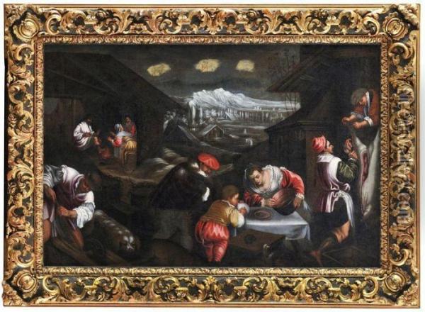 Alegoria Zimy Oil Painting - Jacopo Bassano (Jacopo da Ponte)