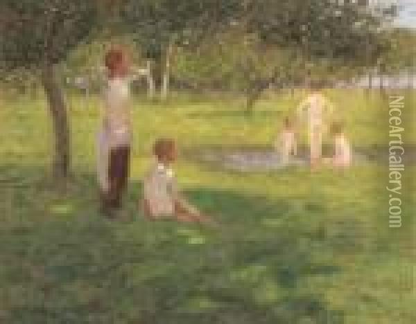 On A Summer Afternoon Oil Painting - Edward William Stott