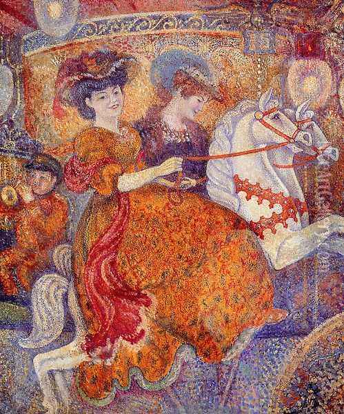 Carnival The Carousel Oil Painting - Georges Lemmen