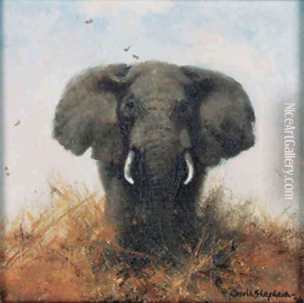 African Elephant Oil Painting - Thomas Hosmer Shepherd