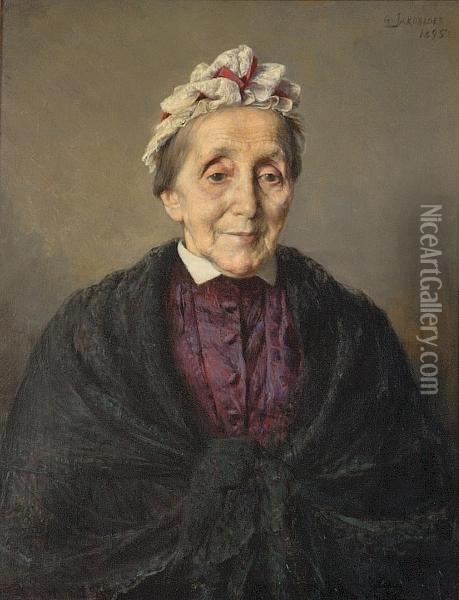 Portrait Of Mrs Scaramanga Oil Painting - Georg Jakobides
