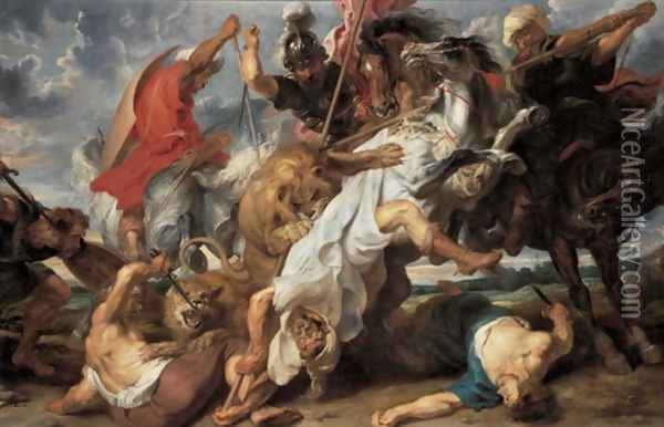 Lion Hunt c. 1621 Oil Painting - Peter Paul Rubens