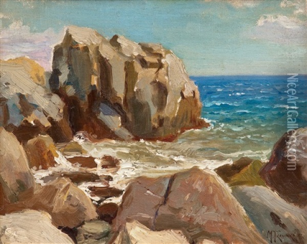 Cliffs By The Sea Oil Painting - Michail Stiepanovitch Tkatchenko