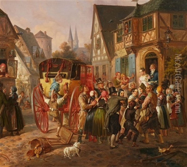The Wedding Procession Oil Painting - August von Rentzell