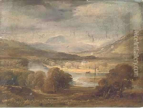 An extensive river landscape Oil Painting - Continental School