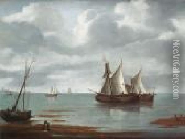 Smalschips In A Calm Oil Painting - Adriaen Van Diest