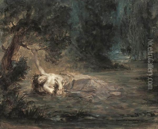 The Death of Ophelia Oil Painting - Eugene Delacroix