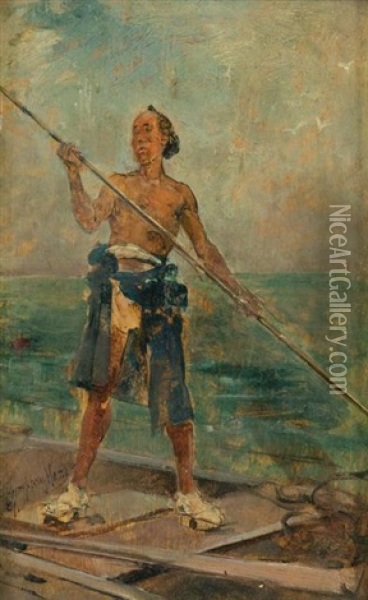Boatman Oil Painting - Harry Humphrey Moore