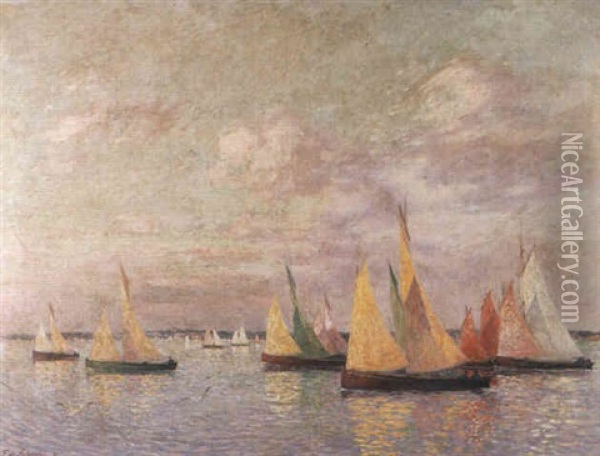Barques De Peche Au Petit Matin Oil Painting - Ferdinand du Puigaudeau