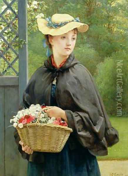 The Gardeners Daughter 1876 Oil Painting - George Dunlop, R.A., Leslie