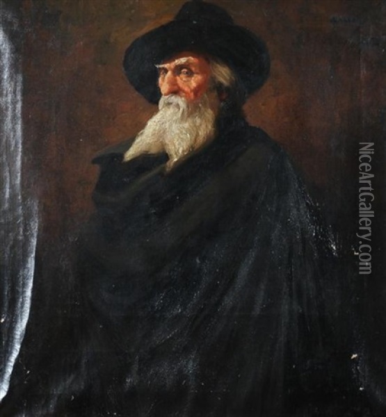 Portrait Of Old Man With Beard Oil Painting - John Hassall