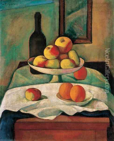 Still life with Apples and Oranges 1910s Oil Painting - Dezso Czigany