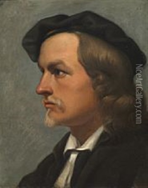 Portrait Of The Danish Sculptor Jens Adolf Jerichau (1816-1883) Oil Painting - Detlev Konrad Blunck