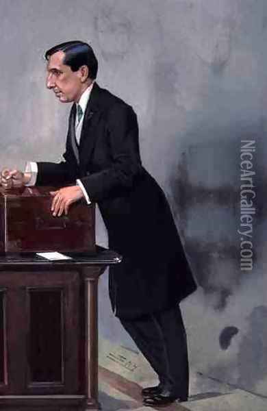 Painting for a Vanity Fair Spy cartoon of Arthur Lee (1868-1947) at the dispatch box in the House of Commons Oil Painting - Leslie Mathew Ward