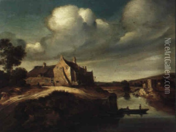 Hollandische Kanallandschaft Oil Painting - Pieter De Molijn