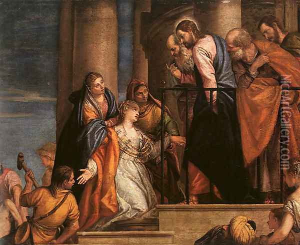 Christ and the Woman with the Issue of Blood 1565-70 Oil Painting - Paolo Veronese (Caliari)