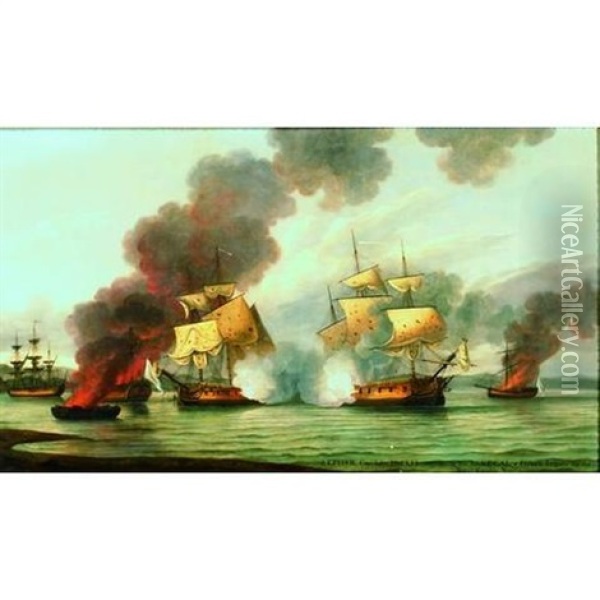 Hms Zephyr Engaging The French Frigate, 