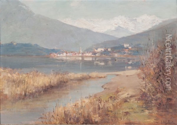 Paesaggio Lacustre Oil Painting - Leopoldo Galeota