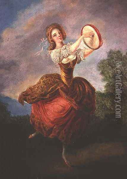 Dancer with a Tambourine Oil Painting - Jean-Frederic Schall