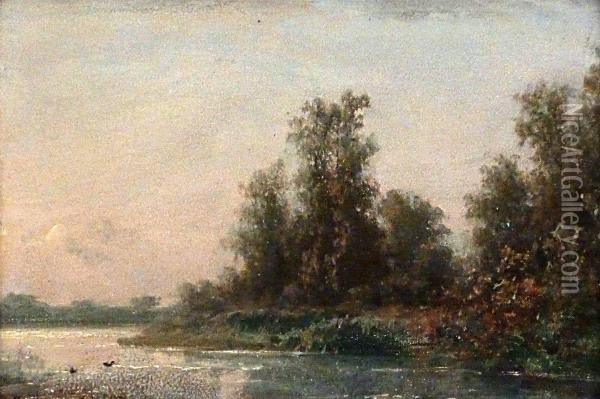 Solitude. Paysage Au Bord Dun Lac Hollandais Oil Painting - Johannes Josephus Destree