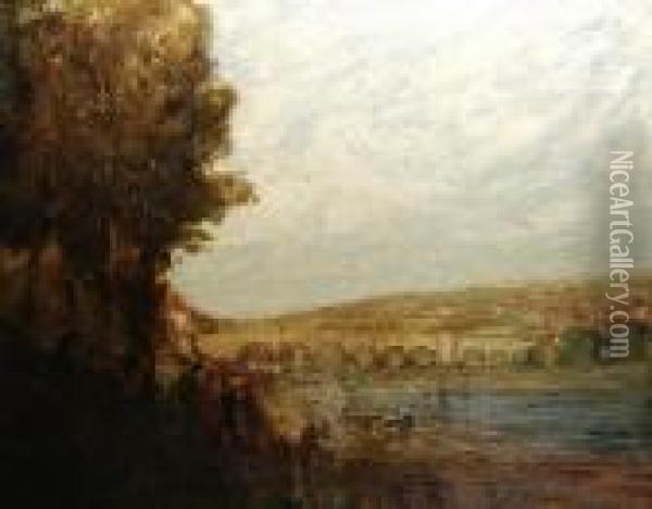 Barnstable Bridge Oil Painting - Thomas E. Mostyn