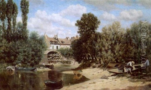 Paysage Au Moulin Oil Painting - Claude-Francois-Auguste de Mesgriny