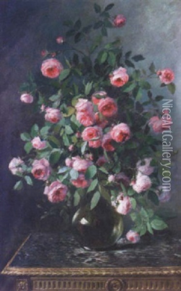 Bouquet De Roses Oil Painting - Marie-Lucie Cornelius