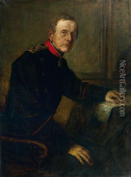 Portrait D'un Officier Prussien Oil Painting - Franz von Lenbach