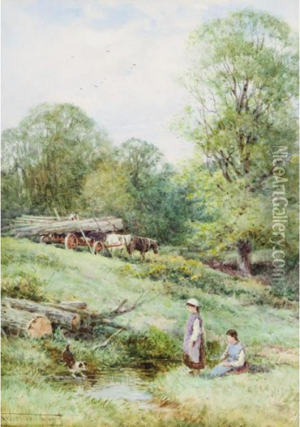 The Wood Wagon At Warbleton, Sussex Oil Painting - Henry John Sylvester Stannard