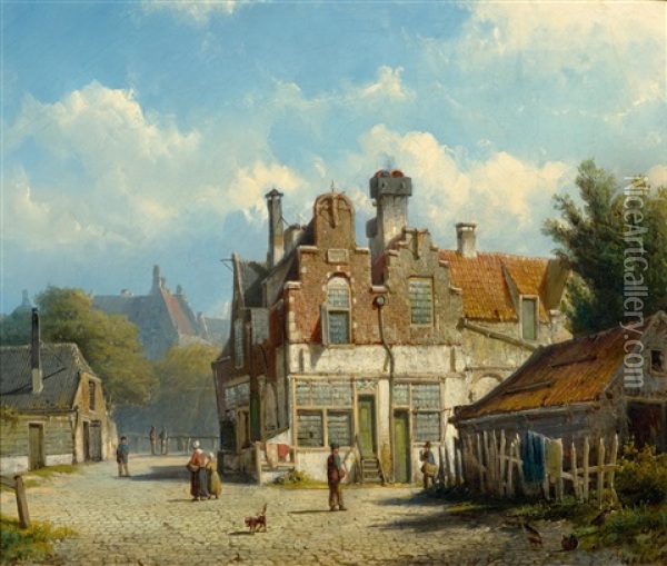 View Of A Town Oil Painting - Willem Koekkoek