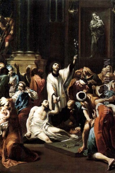 Saint Francis Xavier Raising Adead Man Oil Painting - Giuseppe Maria Crespi