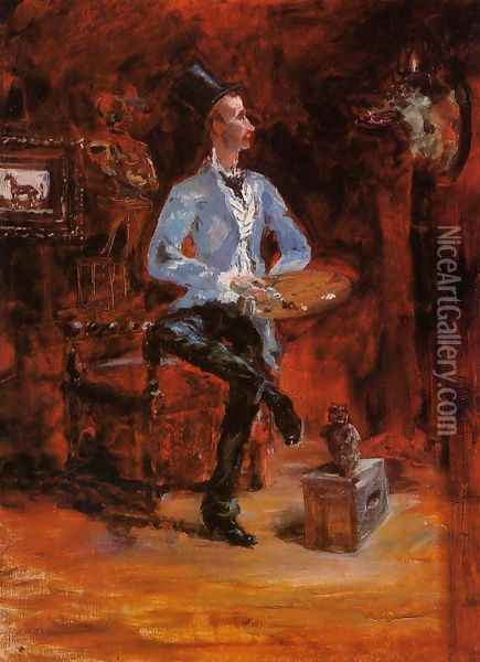Princeteau in His Studio I Oil Painting - Henri De Toulouse-Lautrec