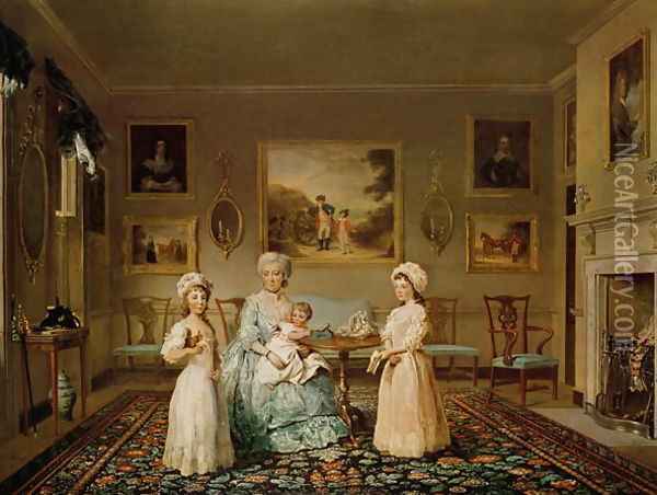 Mrs Congreve and her children in their London drawing room, 1782 Oil Painting - Philip Reinagle