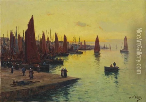A Breton Harbour Oil Painting - Paul Philippe