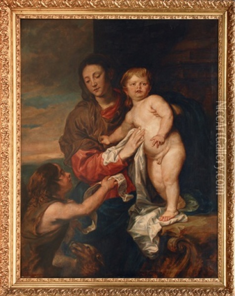 Mary With The Child And John Oil Painting - Hermann Sonntag
