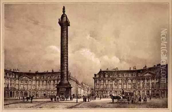 View of the replica of Trajans column in the Place Vendome Oil Painting - Jean Jacottet
