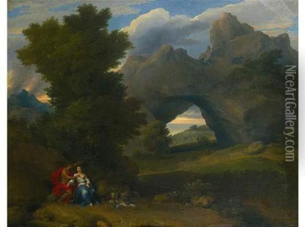 Mars Et Venus Dans Un Paysage. Oil Painting - Francisque I Millet