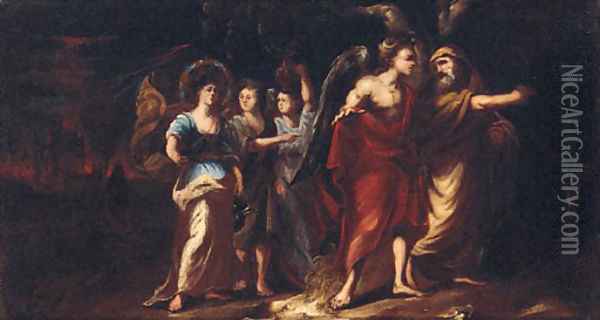 The destruction of Sodom and Gomorrah Oil Painting - Valerio Castello