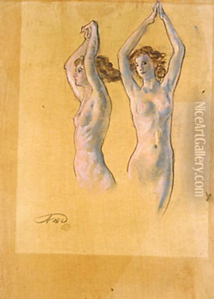 Nude Studies Oil Painting - Arthur Bowen Davies