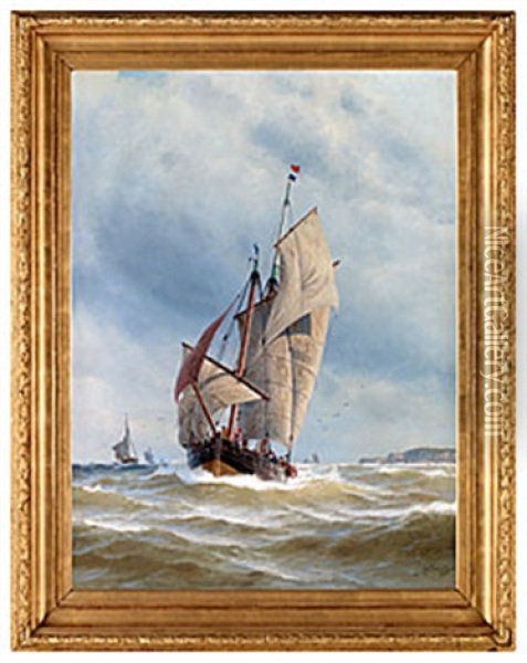 Chasse-maree Bargar Segel Oil Painting - Jacob Haegg